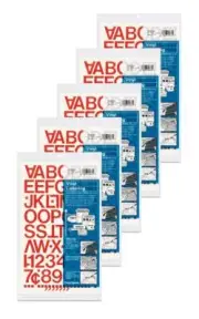Chartpak 1-inch Red Stick-on Vinyl Letters & Numbers (01032), 5 PACKS