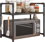 Fravsiu Kitchen Bakers Shelf, Microwave Shelf - Microwave Stand for Kitchen Countertop Storage - Microwave Stand Counter Organizer with Hooks