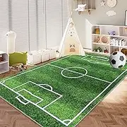 Kids Rug Carpet Playmat, Learning Have Fun Sport Play Mat, Non-Slip Large Soccer Field Play Area Rug, Soft Plush Rugby Football Field Playing Activity Centerpiece Rug Decor (Style A, 80x120cm)