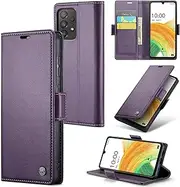 [ELEPIK] for Galaxy A23 Case with Card Holder, Kickstand [3 Card Holder + 1 Cash Slot] [Durable PU Leather] Magnetic Wallet Phone Cover for Samsung Galaxy A23, Fashion Purple