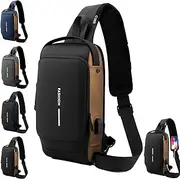 [Generic] New Carbon Fiber Streamline Anti-Theft Sling Bag, USB Charging Sport Sling Anti Theft Shoulder Bag, Sports Crossbody