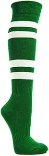 [COUVER] 4 White Stripes Knee High Softball Baseball Sports Tube Socks