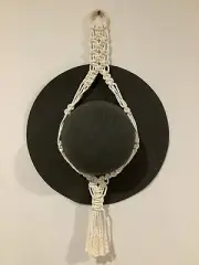 QLD made - compact SINGLE Macrame HAT holder hanger - CREAM/BEIGE/NATURAL