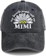 [HHNLB] My Favorite People Call Me Mimi Hat for Women Mom Grandma Gifts, Adjustable Embroidered Cotton Baseball Cap