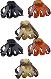 FOYTOKI 6pcs Octopus Hair Clip Toothed Hair Ponytail Holders for Women Bright Black Green Tortoiseshell