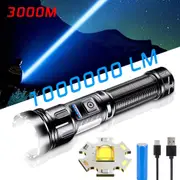 Super Bright 1000000Lm Powerful Flashlight Usb Rechargeable Zoomable Torch Lamp