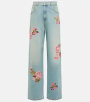 [Blumarine] Blumarine Embroidered high-rise straight jeans AU 6 blue