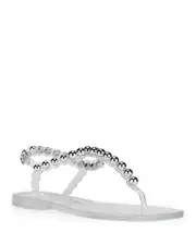 Jeffrey Campbell Women's Square Toe Bead Detail Jelly Thong Sandals