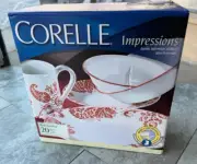 Corelle Impressions Red Paisley 20 Piece Dinnerware Set Brand New