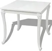 vidaXL Contemporary Glossy White Dining Table - Space-Saving Square Shape Lightweight Plastic Legs in Modern Style