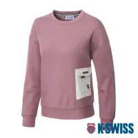 在飛比找Yahoo奇摩購物中心優惠-K-SWISS Sweatshirt 刷毛圓領上衣-女-莓粉