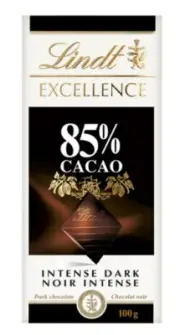Lindt EXCELLENCE 85% Cacao Dark Chocolate Bar, 100g
