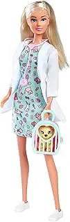 Steffi Love Vet Pet – 11.5'' Doll with Puppy, Carrier, Bowl, Bone & Vet Outfit with Stethoscope – Animal Care Playset for Kids Age 3+