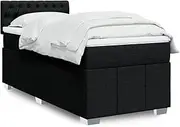 vidaxl Box Spring Bed with King Single Mattress and headboard Black Fabric with led Lights for Cozy Bedroom
