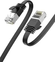 CableCreation Flat Cat8 Ethernet Cable 16.6FT, 40Gbps 2000Mhz High Speed Slim Internet LAN Cable Cord Gigabit RJ45 Router Cable Compatible for Computer Laptop PS5 PS4, Switch Box PC, TV Box, 5m, Black