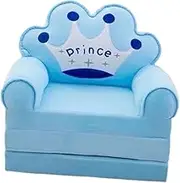 Kids Armchair, Folding Sofa That Turns Into Lounger, Blue, as described