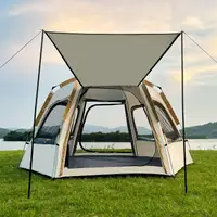 在飛比找樂天市場購物網優惠-帳篷戶外便攜式六角折疊全自動速開一室一廳通風公園露營帳篷天幕