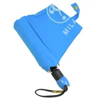 在飛比找momo購物網優惠-【MOSCHINO】品牌LOGO素雅自動開收長把晴雨傘(藍)