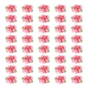 40Pcs 1" Ribbon Flowers Bows Mini Satin Roses Flowers Pink/Dark Pink