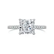 ANYCO Ring 18K Gold Plated Engagement Wedding Stacking Clear White CZ 8A 3ct Ring Diamond 925 Sterling Silver Baguette Rings Jewelry Women