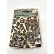 VNTG Taste Maker by J.P. Stevens 2 King Size Leopard Print Pillowcases 20 x 36