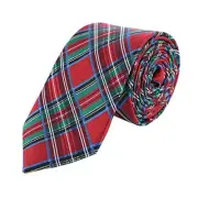 Men's Nicholas Tartan Plaid Silk Necktie Red Tartan Plaid