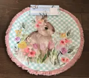 Cynthia Rowley Easter Bunny Placemats Floral Plaid Butterflies Frayed Edges