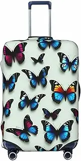 [CADREWY] Butterfly and cello Print Travel Suitcase Cover Luggage Protector with Elastic Anti Scratch for Carry On, Black, Small
