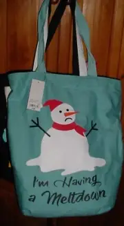 HOLIDAY CHRISTMAS TOTE "I'M HAVING A MELTDOWN' SNOWMAN 16 X 12 $36MSRP-Canvas