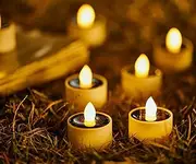 6-Pack Solar Powered Candles Tea Lights ,Tea Light Solar Candles Outdoor Waterproof Flameless Timer Rechargeable Candle with Dusk to Dawn Sensor for Camping , Patio , Pathway, and Home Decor