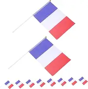 MINAOLULUS 25pcs France Desk Flag Polyester Flags with Rod for Meeting Party Decorations User Friendly Classroom Event Decor Bright