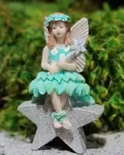 Miniature Fairy Garden Sitting Fairy Bexley w Magic Wand Caught a Star WS 2124