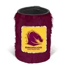 Brisbane Broncos NRL FLUFFY Beer Can Bottle Cooler Stubby Holder