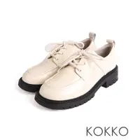 在飛比找momo購物網優惠-【KOKKO 集團】高級全真皮綁帶厚底輕量牛津鞋(米色)