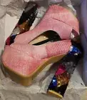 Sexy-women Fahrenheit pink sequin color open toe platform high heels sz.5.5