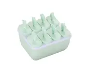Plastic Popsicle Ice Cream Mold Maker Tray Cube DIY Kitchen Tool with Cover-Green-Green Rectangle