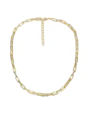 Genevive Silver CZ Link Chain Necklace
