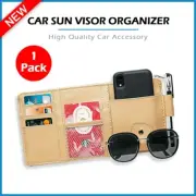 B2G1 Leather Car Sun Visor Organizer Pouch Multiple Pocket Card Storage Holder
