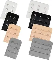 [GENHY] 8 Pack Bra Extenders - 2 Hooks & 3 Hooks 2 Sizes Suitable for most women, Soft & Durable, 4 Colors - Perfect for Pregnancy, Breastfeeding, Weight Fluctuations & More
