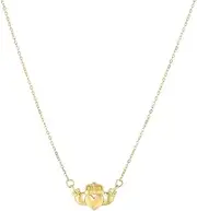 [JewelryWeb] 14k Yellow Gold Shiny Irish Claddagh Celtic Trinity Knot Center Element Nautical Ship Mariner Anchored To Chain Spring-Ring Clasp Necklace 43 Centimeters Chain-Necklace for Women and Men