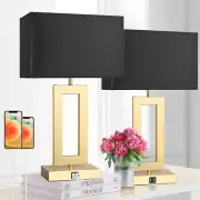 22'' Black&Gold Lamps for Bedrooms Set of 2, Touch Large, Black&Gold