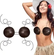 [Sfcddtlg] Coconut Bra with Cord - Natural Coconut Shell Bikini Top - Hawaiian Coconut Shell Chest Tops for Women Bikini Party