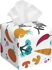 Healthy Food Print Tissue Box Cover Square Waterproof Design for Bathroom Box Table Car and More