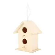Wooden Bird House,Bird Nests Box DIY Painting Wild Bird Double Layer Two Hole