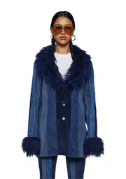 [Current Mood] The Peace Train Faux Fur Jacket - Blue