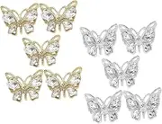 Ipetboom 10pcs Butterfly Nail Gems Charms for Nail Art Rhinestones for DIY Elegant Fashionable for Home Professional Use