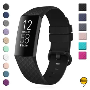 谷歌錶帶 菱形紋錶帶 適用 Charge 4 5 6 替換錶帶 Fitbit Sense2 錶帶 Versa4 矽膠錶帶