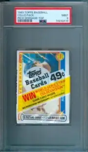 1983 Topps BASEBALL CARD Unopened CELLO Pack PSA 9 Rich Gossage on top