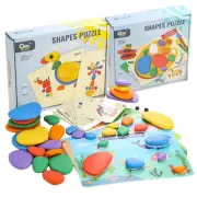 Sorting Stacking Balancing Toys Rainbow Pebble Toy With Activity Cards For Kids