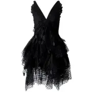 ZIMMERMANN Spring 2022 Black Rhythmic Fluted Tulle Mini Dress 1/S BNWT
